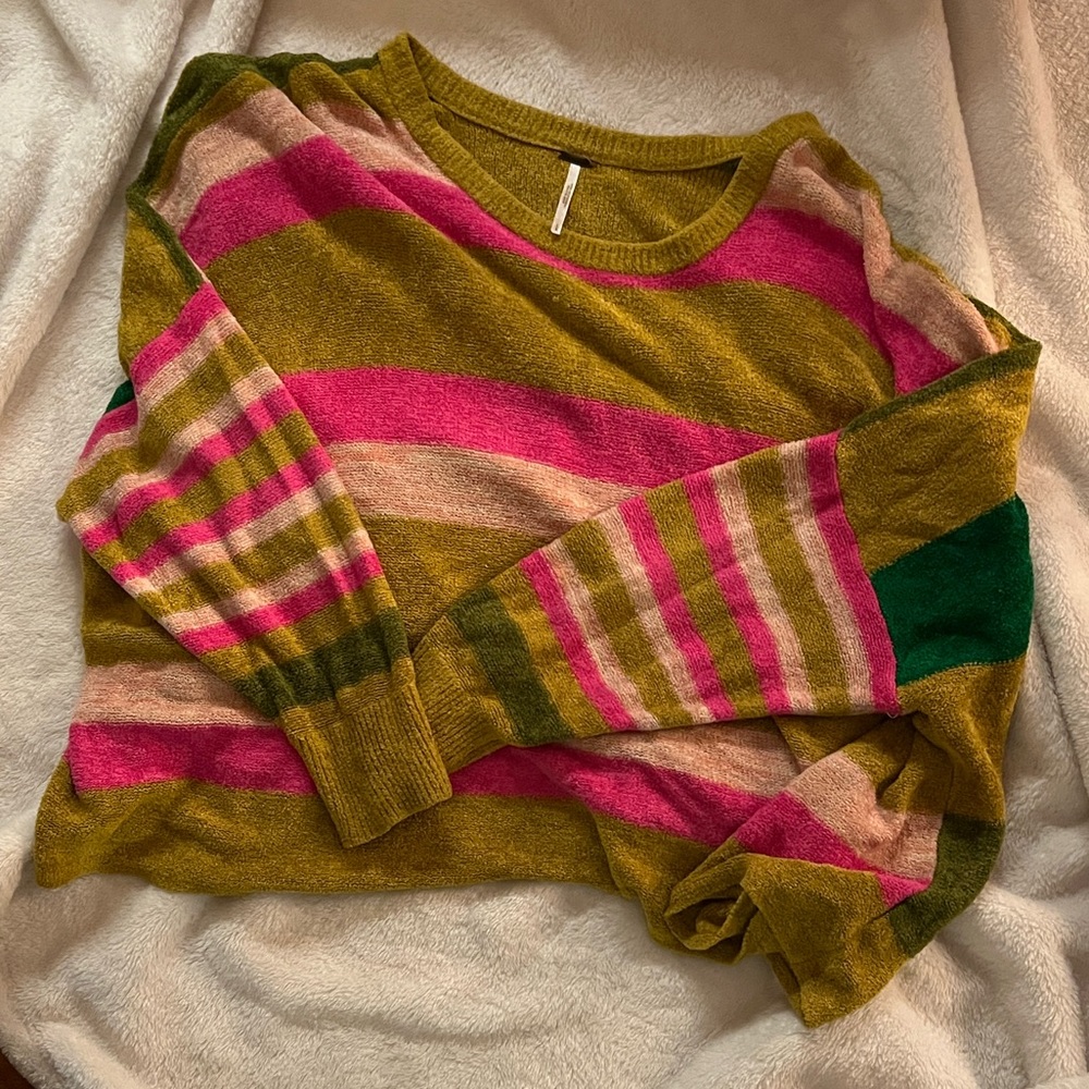 Vibrant Striped Crew Neck Sweater